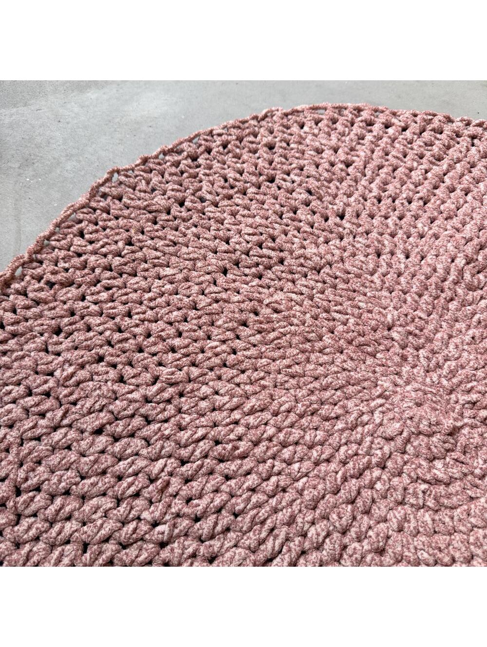 Handmade Pink Crochet Round Rug - Picture 2 of 4